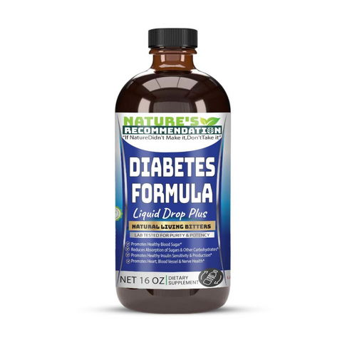 Diabetes Formula Liquid Drop Plus Natural Living Bitters 16 oz w/ Alkaline Spring Water