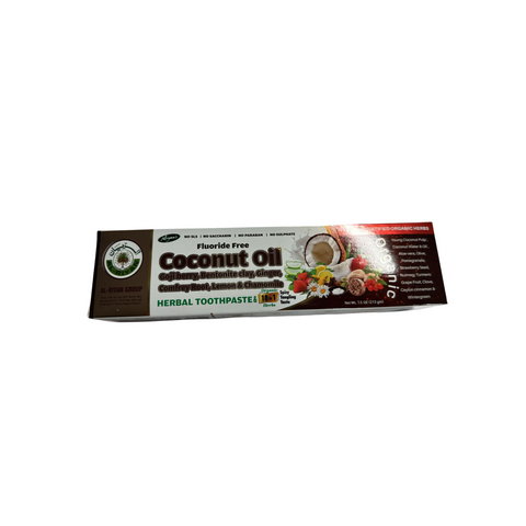 Coconut Oil, Goji Berry, Bentonite Clay, Ginger, Comfrey Root, Lemon and Chamomile 10 in 1 organic Herb Toothpaste - 7.5 oz
