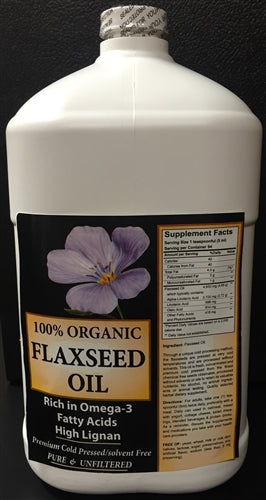 Organic Cold Pressed Flax Seed Oil - 1 Gallon