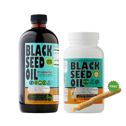 Black Seed Oil and Capsules plus Free Miswak Stick